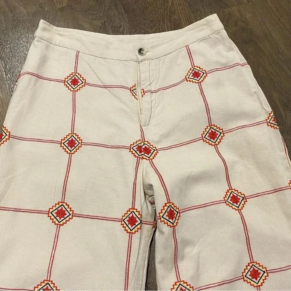 Anthropologie Seen Worn Kept Lattice Embroidered Jogger Liam Cream size Small - Picture 3 of 11